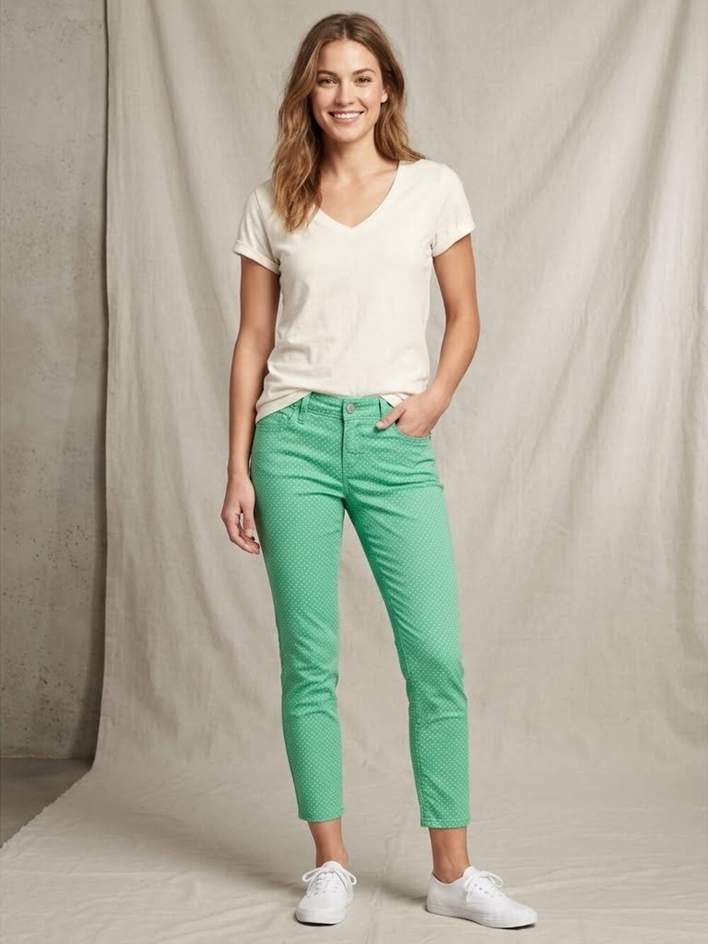 Old Navy The Rockstar Low Rise Green Polka Dot Jeans Women's Size 4 Short